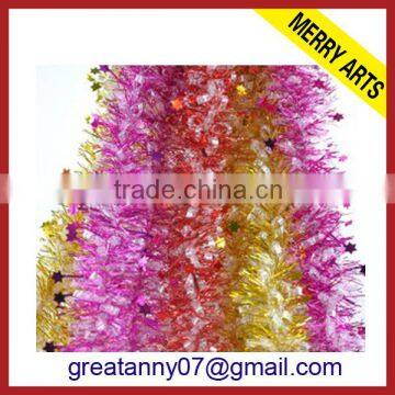 Hot sale 2015 new style star decorated clear mix color mylar tinsel