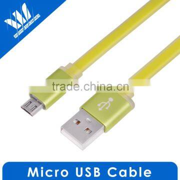 Aluminum shell Flat Micro USB cable with transparent TPE Jacket for mobilephone/tablet PC