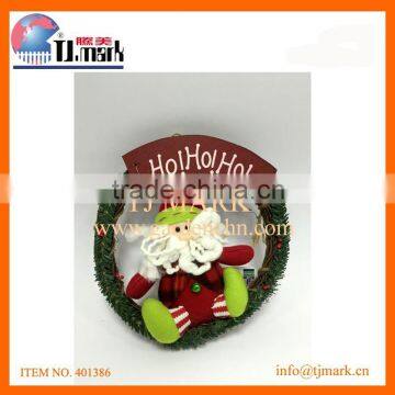 CHRISTMAS DECORATION HANGING RATTAN HOOP SANTA