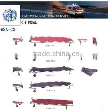 funeral folding transport stretcher, mortuary aluminum easy-fold wheeled folding stretcher,morgue transport stretcher