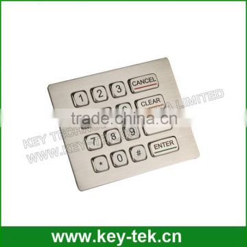 16 keys IP65 dynamic waterproof stainless steel ATM keypad