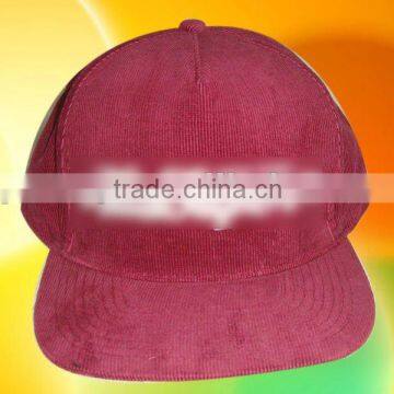 High quality flat brim corduroy 5 panel cap