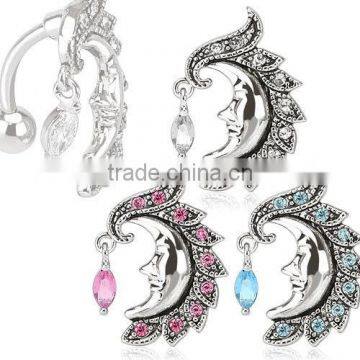 Moon Reverse Belly Ring Navel Bar