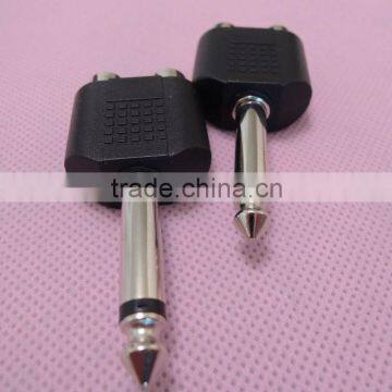 Mono Audio system black 6.5 male to RCA female connector adapter