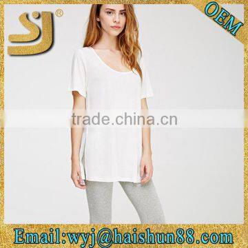 fashion young custom plain white extra long t shirts,fitted long t shirts for women t shirts