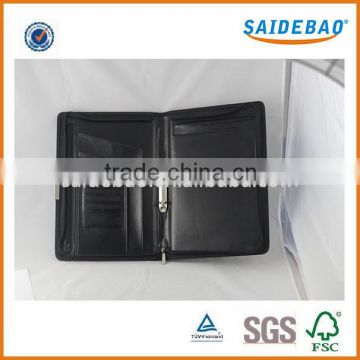 A5 Business pu leather portfolio folders with zipper