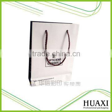 Custom logo clothings packing white bags with handle rope