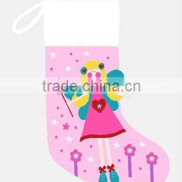 fleece decorative christmas stocking with applique embroidery(1)