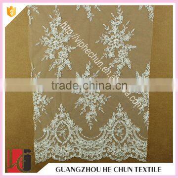 HC-5286-1 Hechun No Bead White Net Embroidered Bridal Lace Fabric Burma