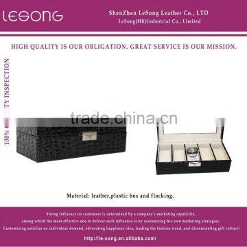 Customized Faux Leather Watch Box/Plastic watch case for 5 watches