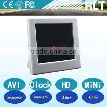 wireless mini mirror clock hidden camera , cmos clock camera with recorder, digital clock camera build in recharge battery