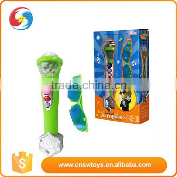 Baby electronic toy musical instrument plastic B/O microphone with a cool glass