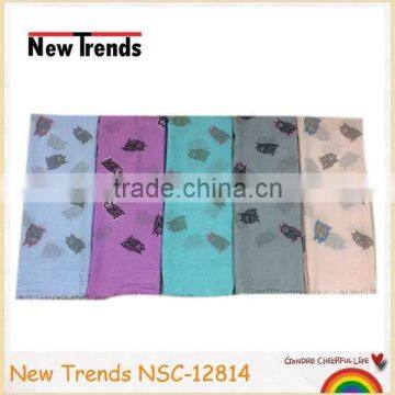 Fashionable owl printing cotton scarf