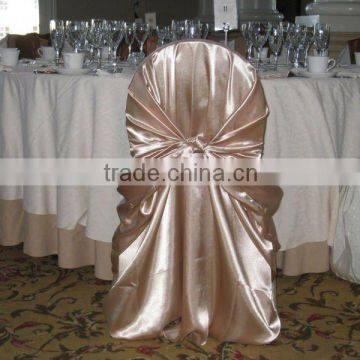 Champagne satin self-tie chair cover & universal satin chair covers