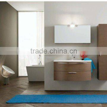 european hot sell wall-mounted MDF bathroom cabinets with tempered glass basin