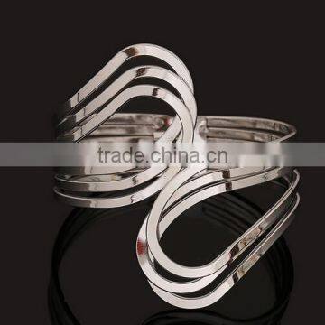 Yellow Gold Plated Statement Punk Fashion Metal Opening Cuff Bangle Bracelet photo-2