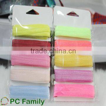 Eco-friendly high quality 5/8" 10yards retail packing fold over elastic ribbon