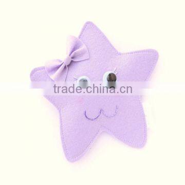 Fancy lavender 4'' little star felt kids coin purse with zipper closure new for 2015