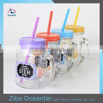 Hot Sale Decal Buy Bulk Cheap Glass Mason Jars Wholesale Mason Jars With Straw