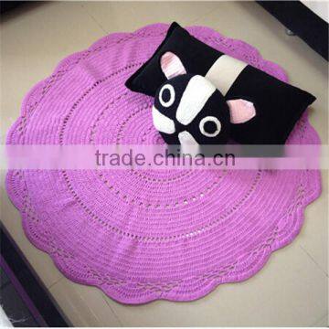 150cm Purple Round Bedroom Mat Crochet Rug