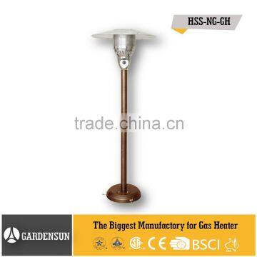 Natural Gas patio heater in golden hammered