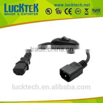 IEC 320 C13 to C14 short extension cord with switch