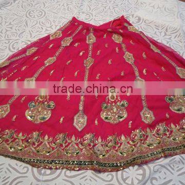 indian old hand embroidery bridal work skirt