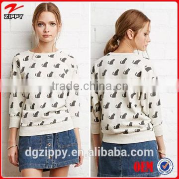 2015 Cheap wholesale alibaba clothing long sleeve printing sweat shirt for women