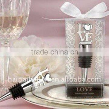 LOVE design Chrome wine Bottle Stopper for wedding favors