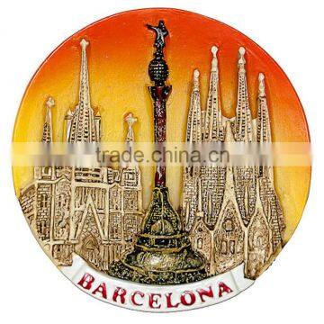 polyresin souvenir 3D Barcelona (Plate Shaped spain fridge magnet