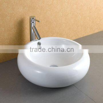 Round White Durable Ceramic Bathroom Sink photo-3