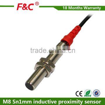 F&C M8 Sn1mm 12V-24V dc NPN type inductive proximity sensor with CE                        
                                                Quality Choice