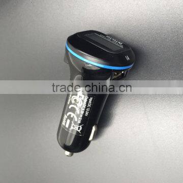 Dual 2 USB Ports Rapid Quick Car Charger Cigarette Lighter Voltage Digital Volt Voltmeter Current Ammeter with blue LED Display
