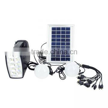 9V/ 3W Home Solar Systems with 1 Portable Light, 2 Plastic LED Bulbs, solar panel, 10 in 1