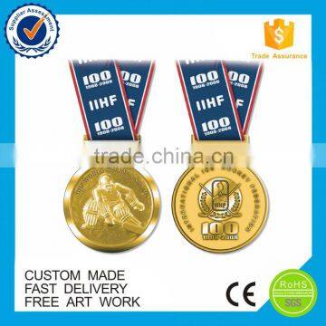 Hot selling custom souvenir hockey metal gold medal