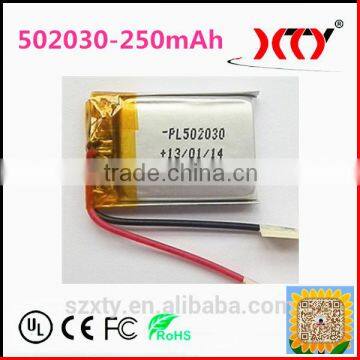 Shenzhen factory selling directly 3.7v li-ion polymer battery 250mAh with cable
