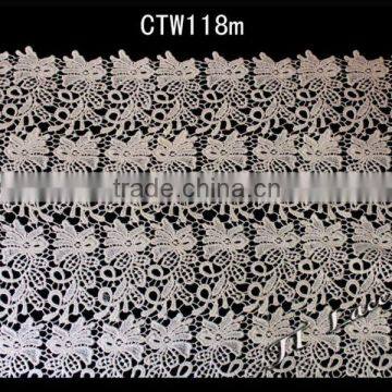 100% cotton lace embroidery fabric for fashion garmentCTW118m