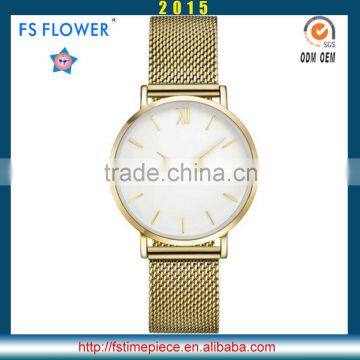 FS FLOWER - Gold Plated High Quality Mesh Band Watch Return Gifts For Birthday For Young Men Women Lover