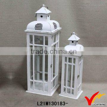 white painted vintage small handmade metal candle lantern from china