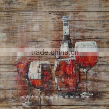 Modren Wine Party MB173 High Quality Handmade Art Wall Still Life Painted on Board Oil Painting photo-2