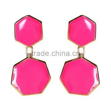 2014 hot sale enamal hexagon earrings