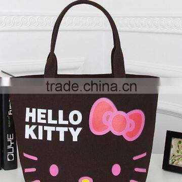 good selling silk screen printing canvas tote style hello Kitty bag