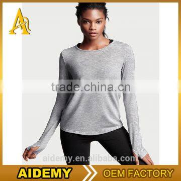 2016 China factory new design breathable black fashion women long sleeve t shirt