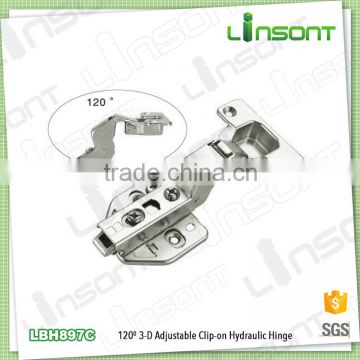 2016 best selling 3-D adjustable 120 degrees angle hydraulic clip on everbilt hinges used bar furniture conceal hinge