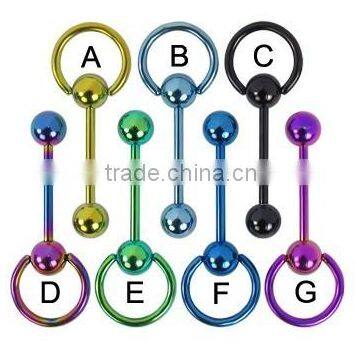 Titanium Anodized Door Knocker Straight Barbell Body Piercing Jewelry
