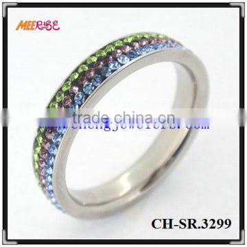 Where is spring? Spring color diamond inlay stainless steel ring beauty