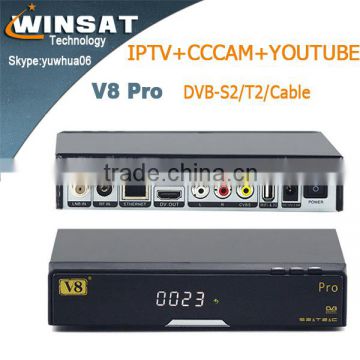 2015download free mobile games V8 Pro HD free to air DVB-S2+T2+Cable satellite TV receiver Support IPTV CCCAM for SKY UK