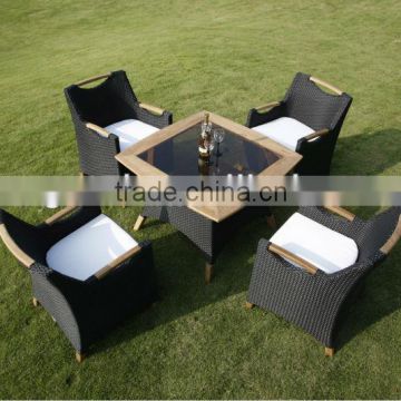 Teak Wood Modern Rattan Outdoor Furniture Cafe Sets