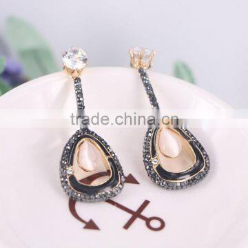 Gold Stud Earrings, Cello Shape Crystal Zircon Earring Brass Golden Earring Jewelry photo-2