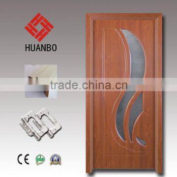Latest design mdf pvc wood door glass doors with frame